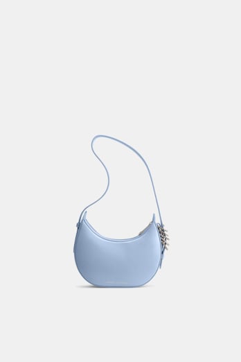 Dorothee Schumacher Half Moon Mini Bag aus weichem Kalbsleder mit D-Rings Baby Blue