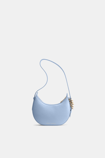 Dorothee Schumacher Half Moon Mini Bag in soft calf leather with D-ring hardware Baby Blue