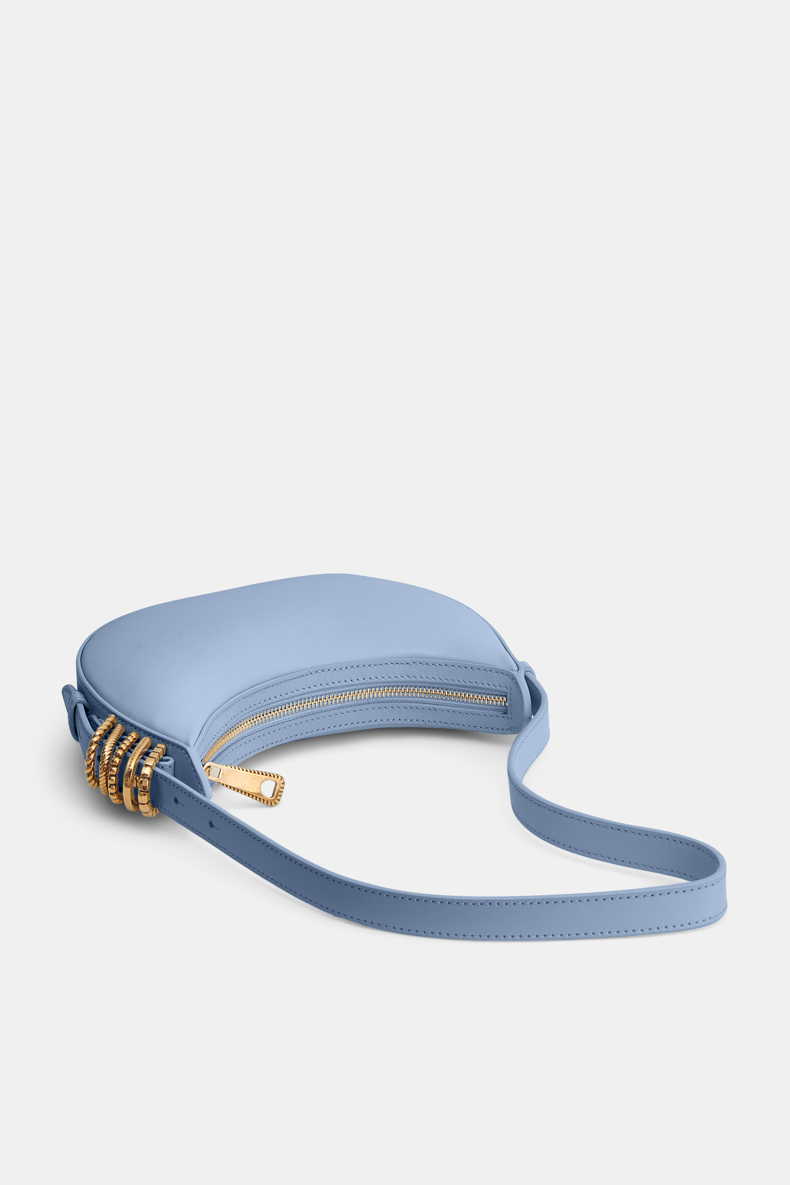 Dorothee Schumacher Half Moon Mini Bag in soft calf leather with D-ring hardware Baby Blue