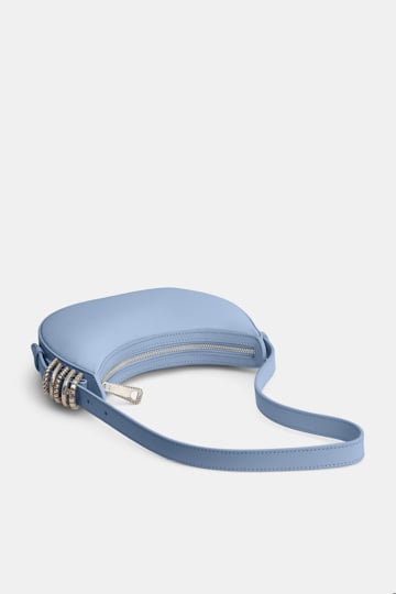 Dorothee Schumacher Half Moon Mini Bag aus weichem Kalbsleder mit D-Rings Baby Blue