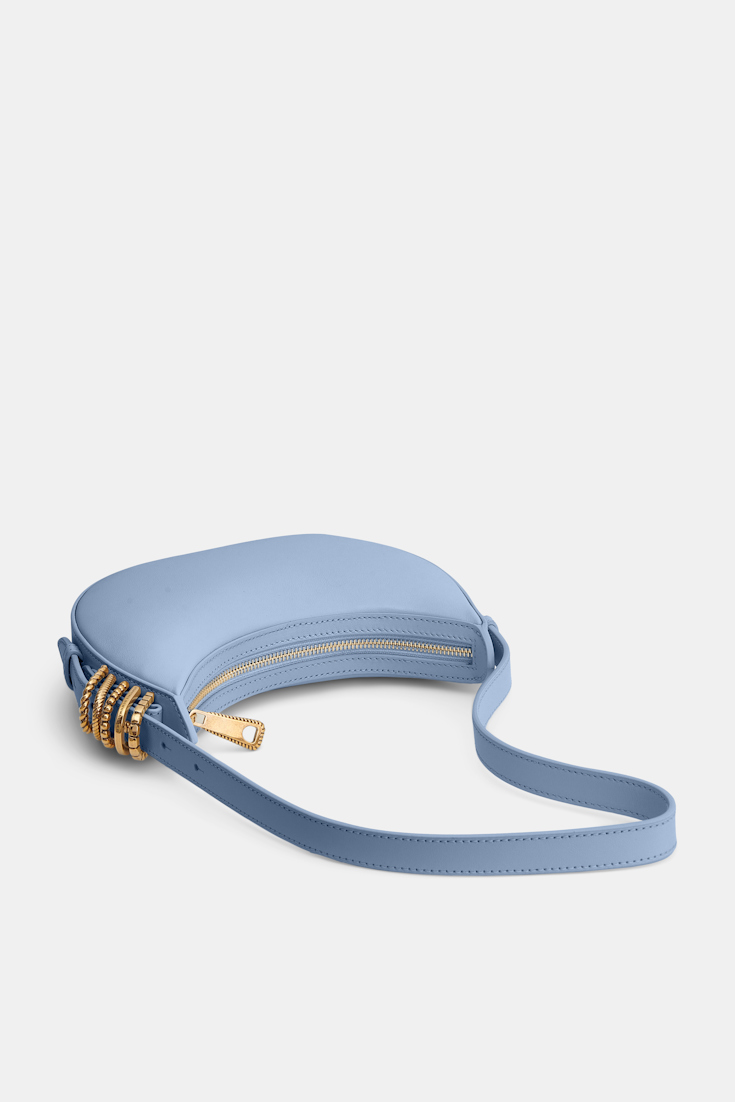 Dorothee Schumacher Half Moon Mini Bag in soft calf leather with D-ring hardware Baby Blue