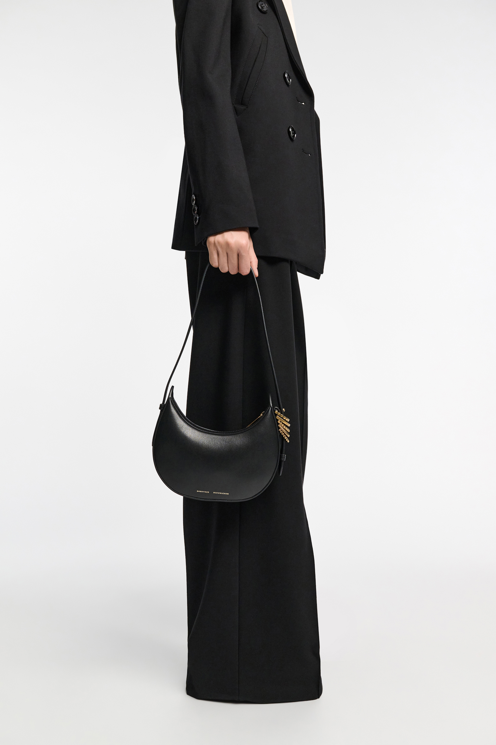 Dorothee Schumacher Half Moon Mini Bag in soft calf leather with D-ring hardware black