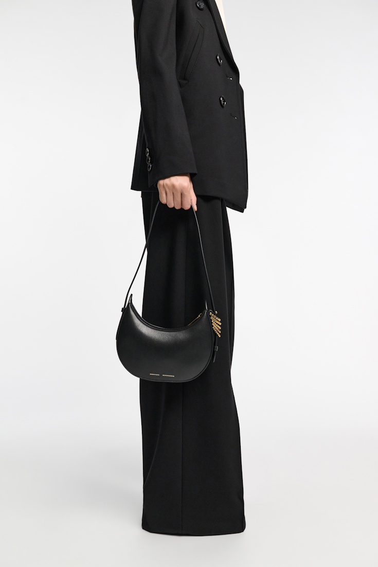 Dorothee Schumacher Half Moon Mini Bag in soft calf leather with D-ring hardware black