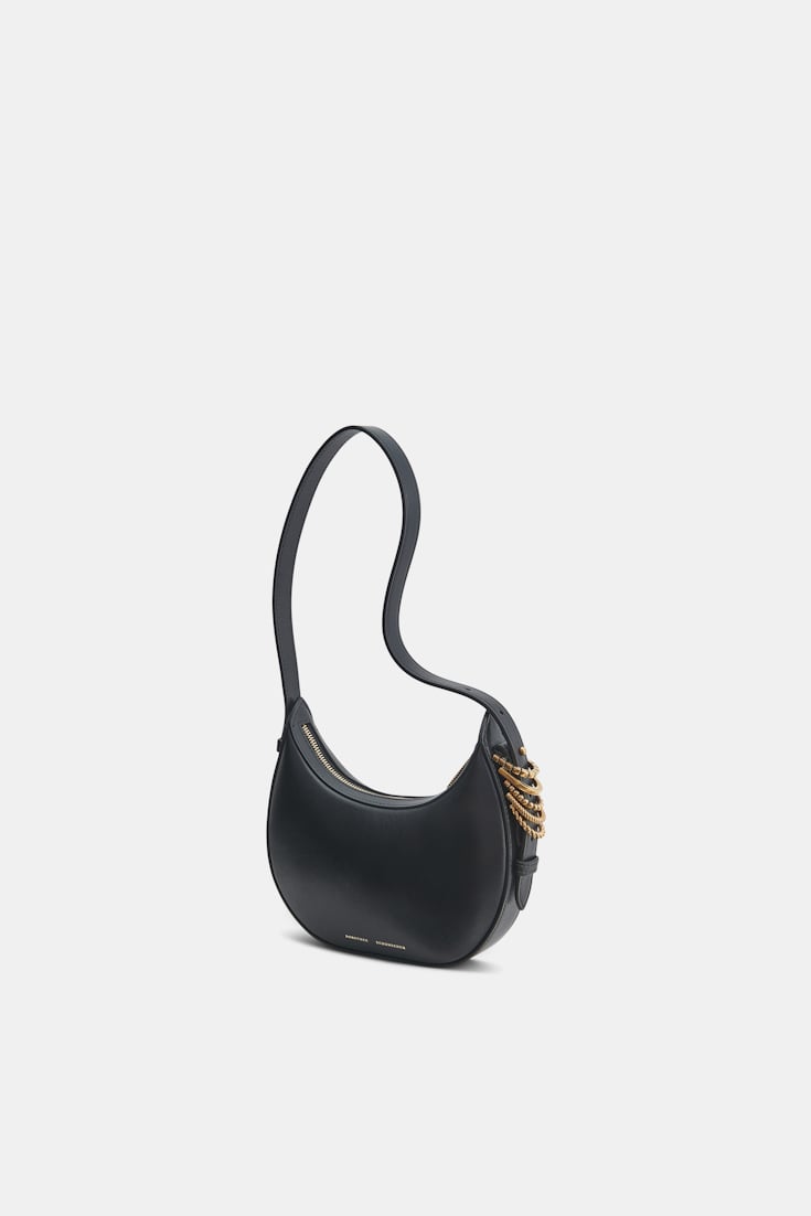 Dorothee Schumacher Half Moon Mini Bag in soft calf leather with D-ring hardware black