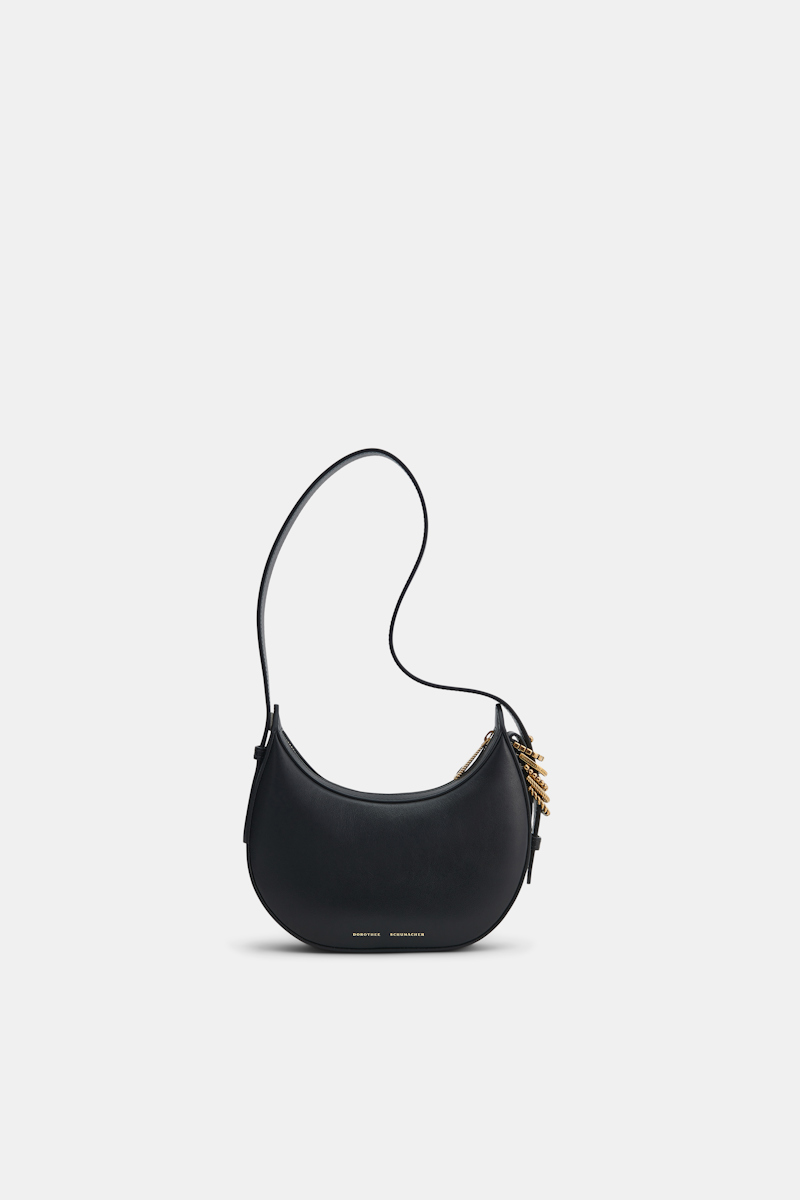 Shop Dorothee Schumacher Half Moon Mini Bag In Soft Calf Leather With D-ring Hardware In Black