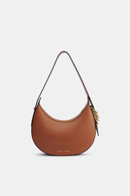 Dorothee Schumacher Half Moon Bag aus weichem Kalbsleder mit D-Rings tan