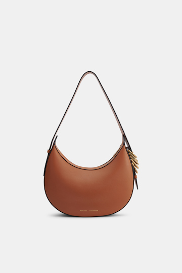 Dorothee Schumacher Half Moon Bag in soft calf leather with D-ring hardware tan