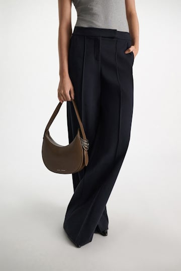 Dorothee Schumacher Half Moon Bag in soft calf leather with D-ring hardware taupe