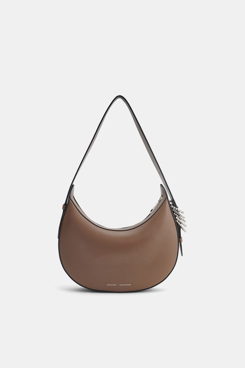 Shop Dorothee Schumacher Half Moon Bag In Soft Calf Leather With D-ring Hardware In Brown