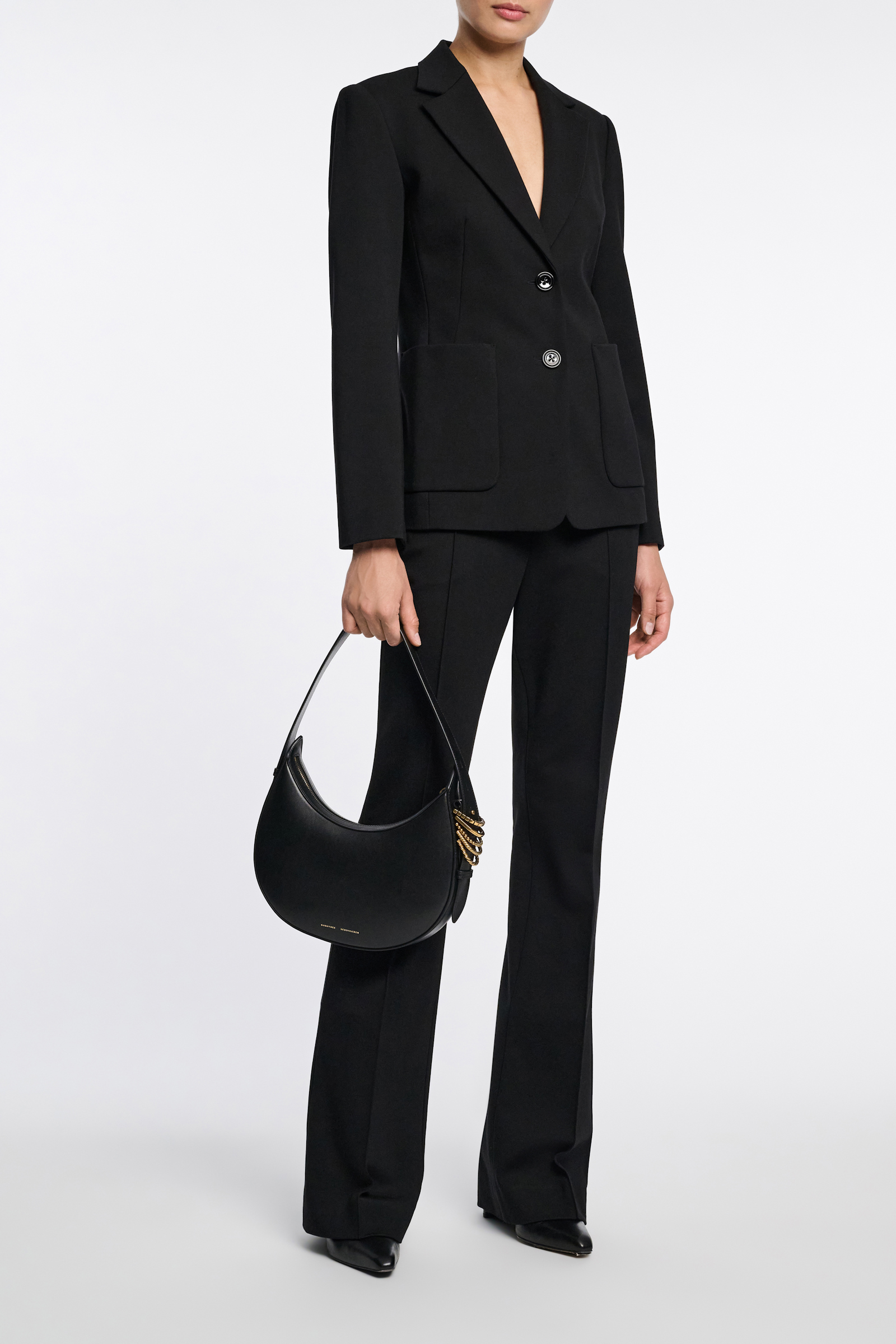 Dorothee Schumacher Half Moon Bag in soft calf leather with D-ring hardware black