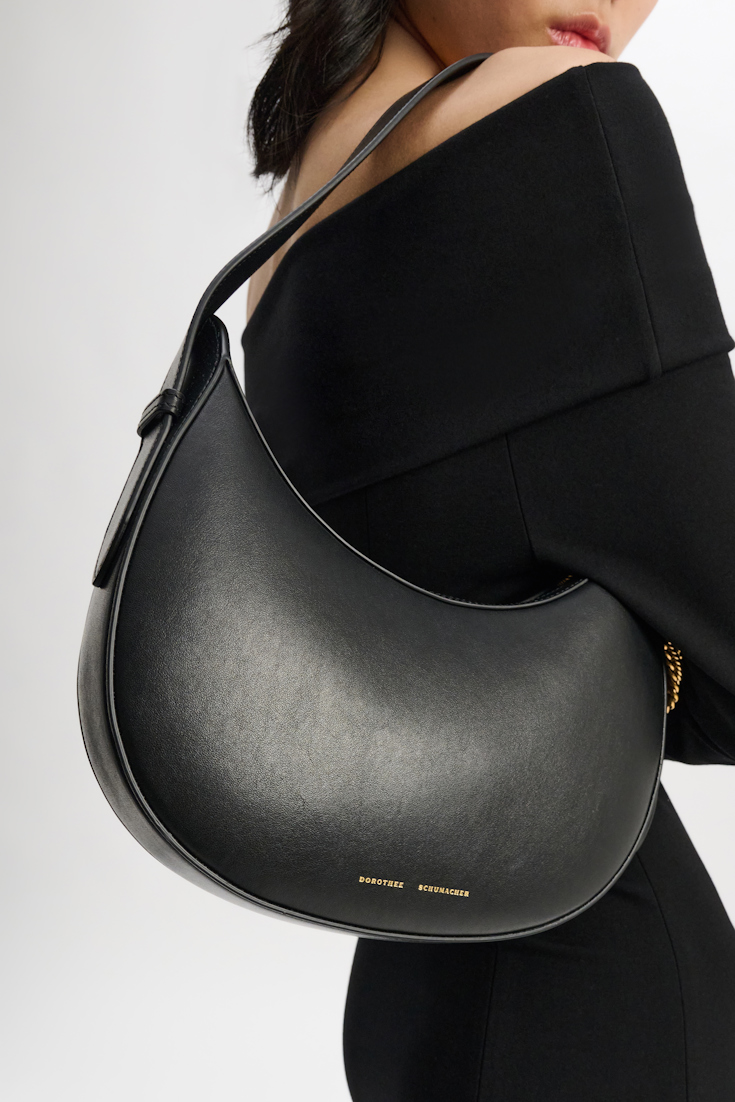 Dorothee Schumacher Half Moon Bag in soft calf leather with D-ring hardware black