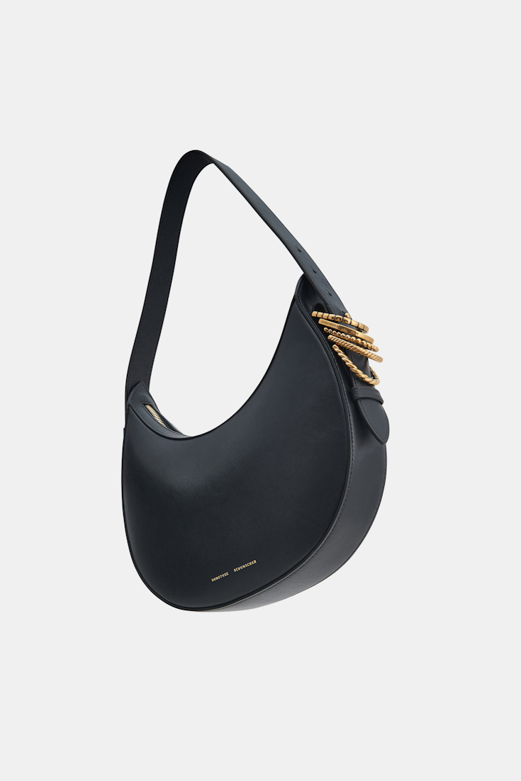 Dorothee Schumacher Half Moon Bag in soft calf leather with D-ring hardware black