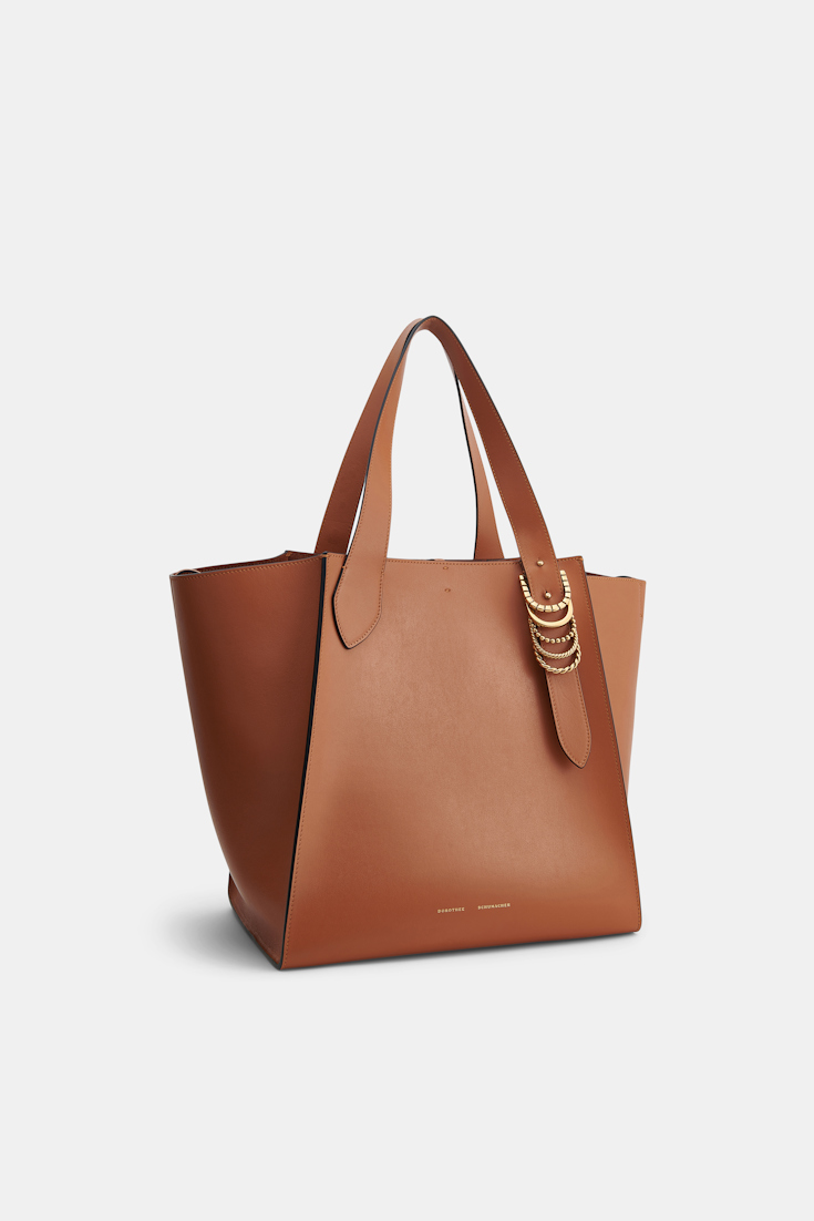 Dorothee Schumacher Tote Bag in soft calf leather with D-ring hardware tan