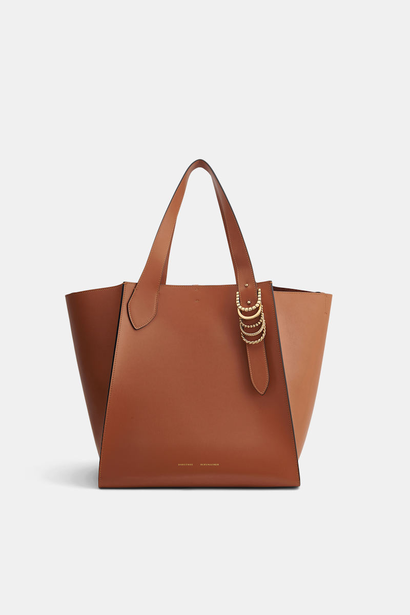 Shop Dorothee Schumacher Tote Bag In Soft Calf Leather With D-ring Hardware In Brown