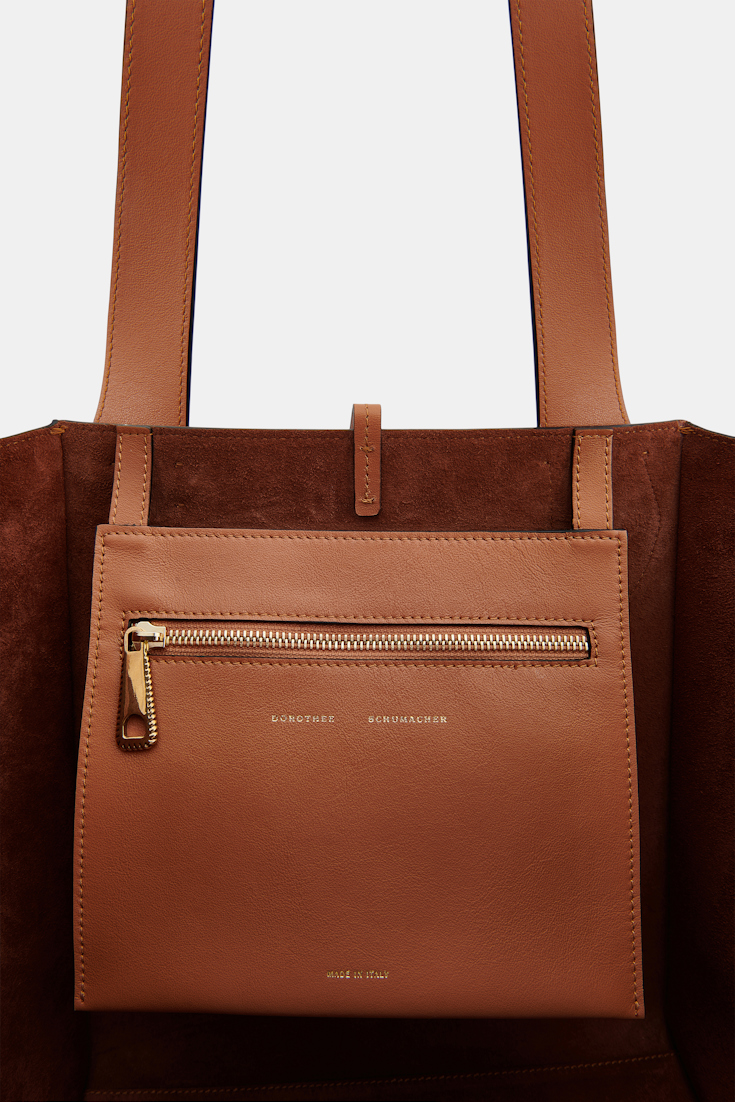 Dorothee Schumacher Tote Bag in soft calf leather with D-ring hardware tan