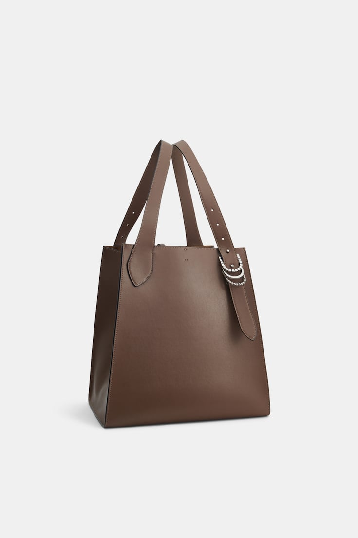 Dorothee Schumacher Tote Bag in soft calf leather with D-ring hardware taupe