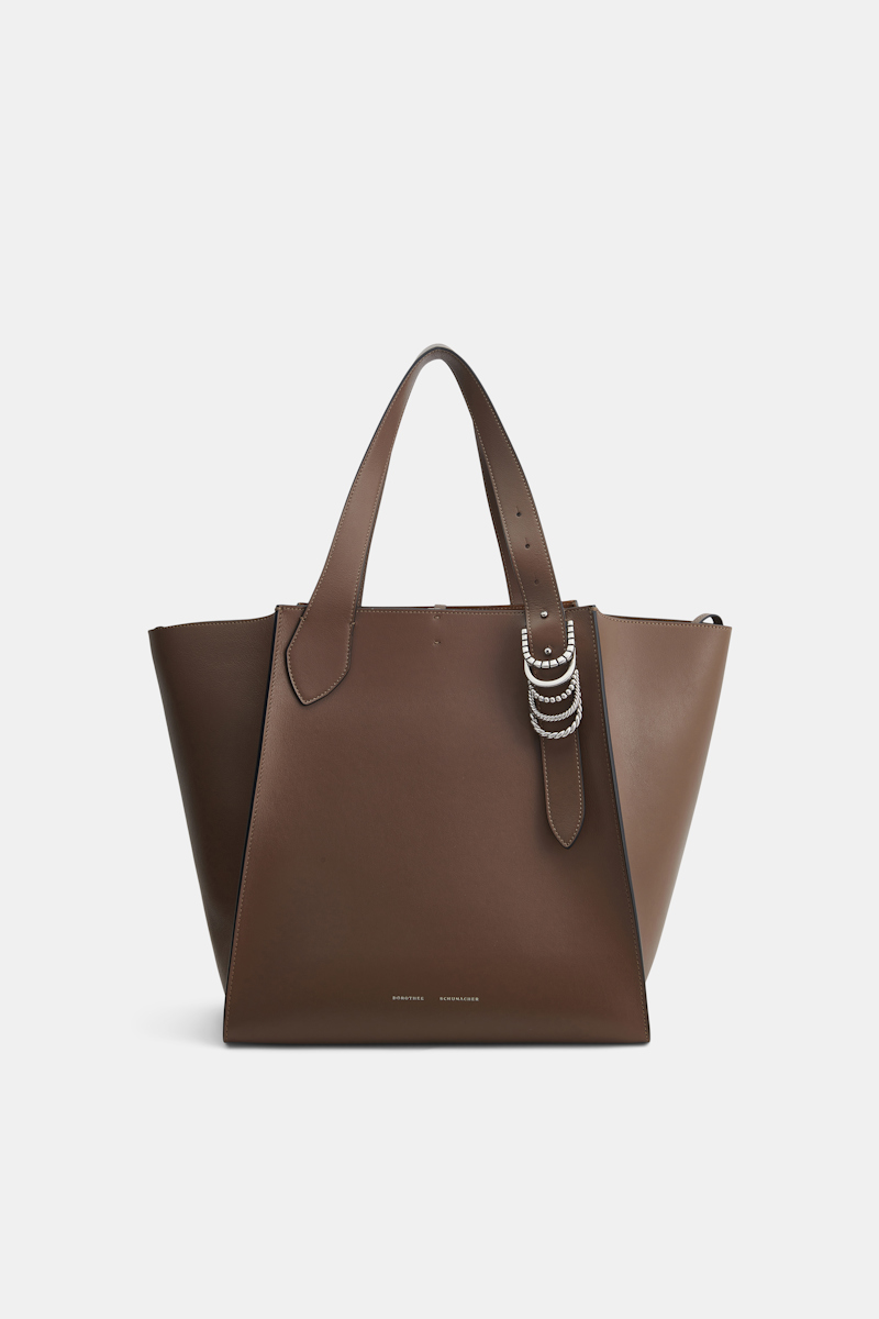 Shop Dorothee Schumacher Tote Bag In Soft Calf Leather With D-ring Hardware In Brown