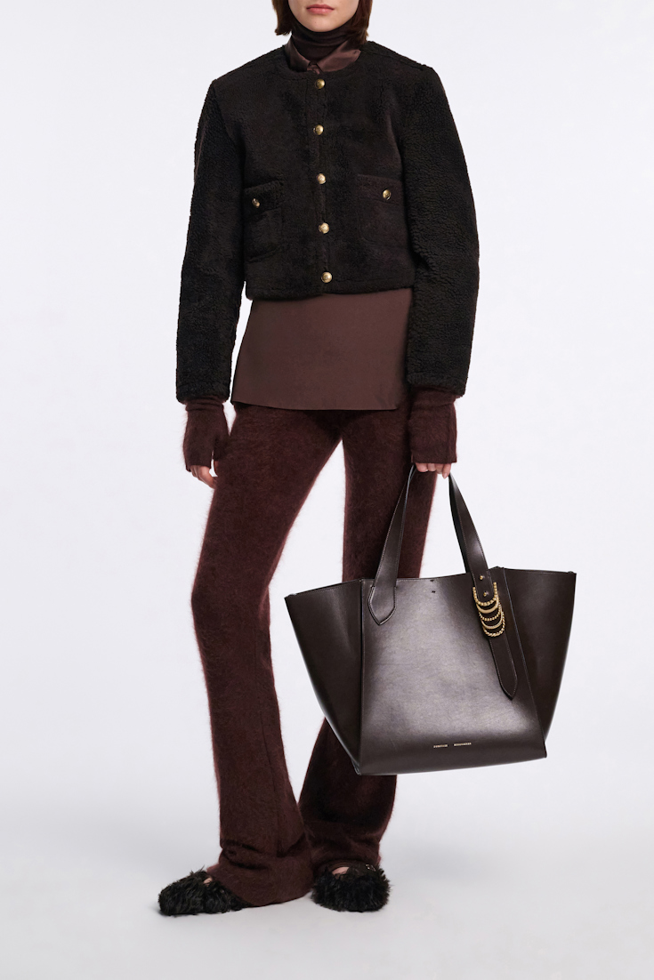 Dorothee Schumacher Tote Bag in soft calf leather with D-ring hardware Dark Chocolate
