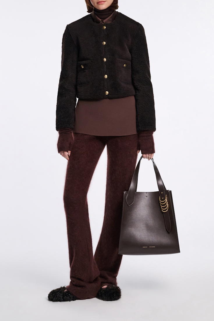 Dorothee Schumacher Tote Bag in soft calf leather with D-ring hardware Dark Chocolate