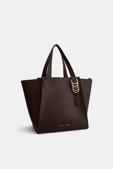 Dorothee Schumacher Tote aus weichem Kalbsleder mit D-Rings Dark Chocolate