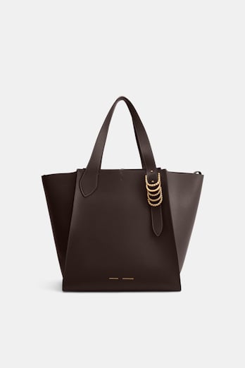 Dorothee Schumacher Tote Bag in soft calf leather with D-ring hardware Dark Chocolate