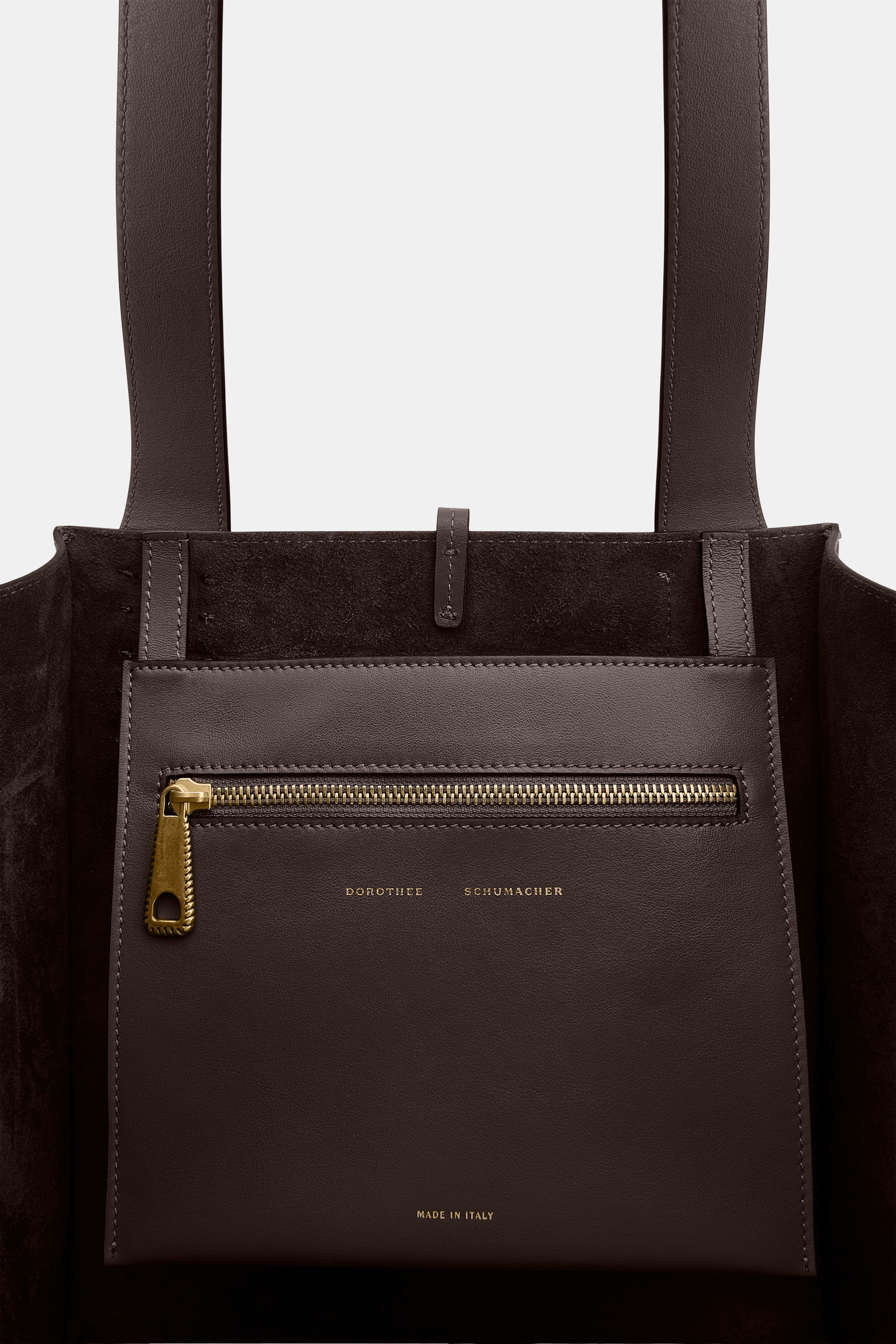 Dorothee Schumacher Tote Bag in soft calf leather with D-ring hardware Dark Chocolate