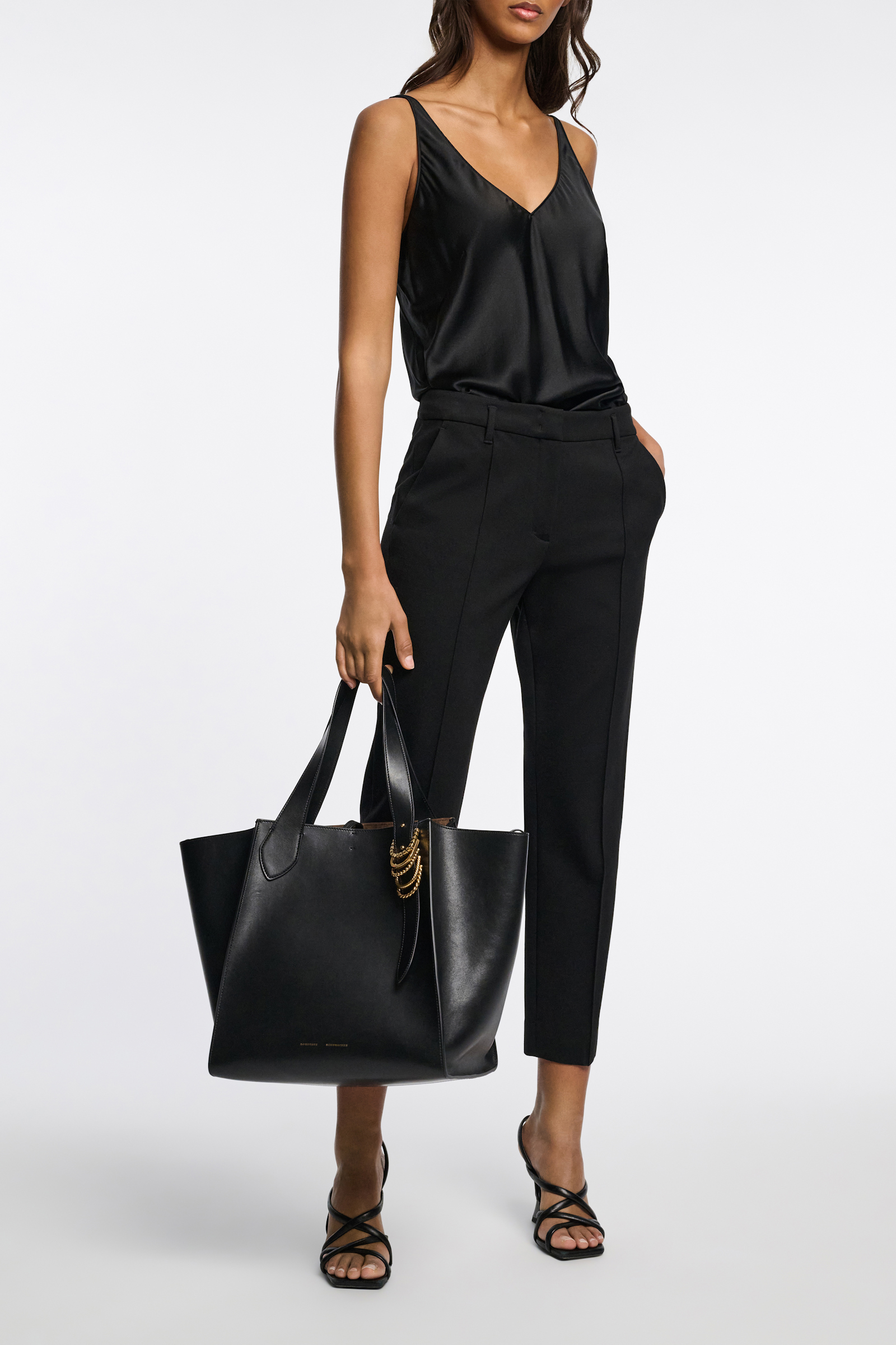 Dorothee Schumacher Tote Bag in soft calf leather with D-ring hardware black