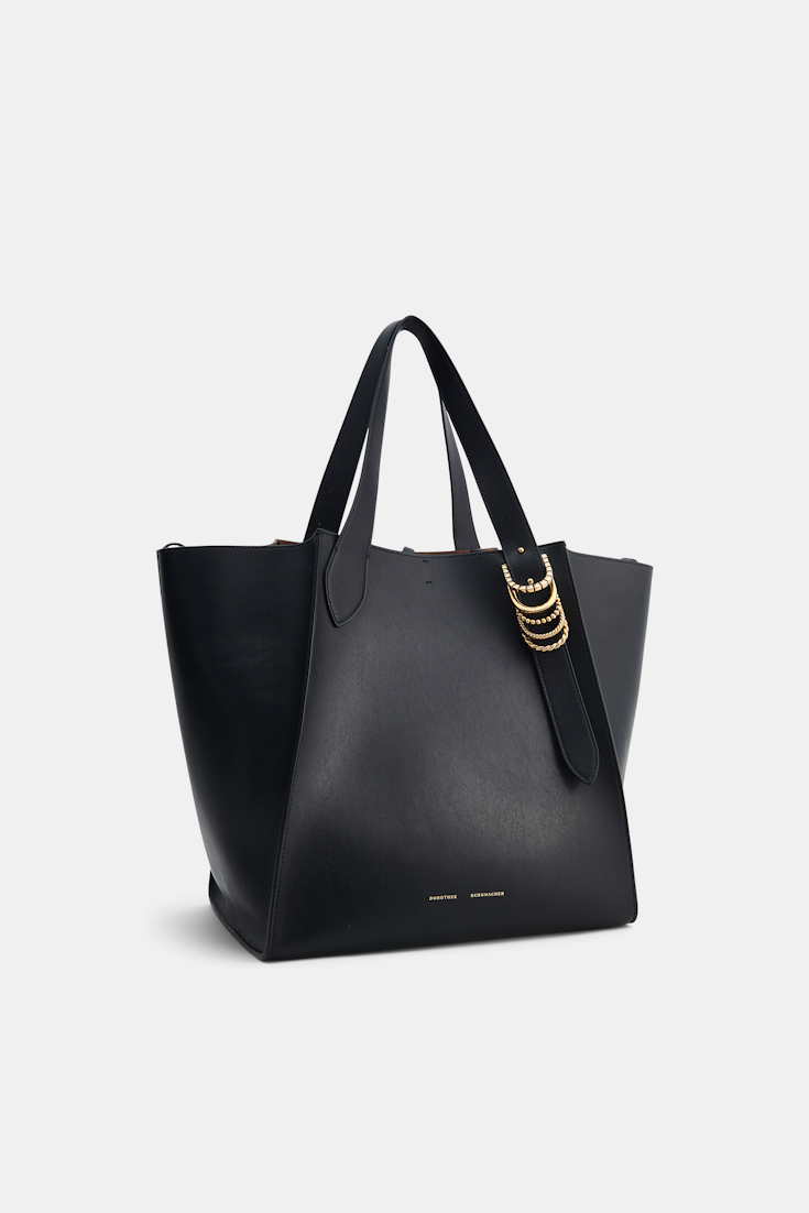 Dorothee Schumacher Tote Bag in soft calf leather with D-ring hardware black