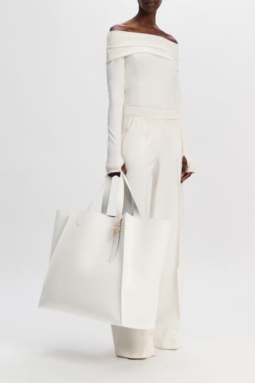 Dorothee Schumacher XL Tote Bag in soft calf leather with D-ring hardware off white