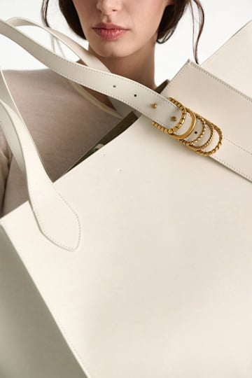 Dorothee Schumacher XL Tote Bag in soft calf leather with D-ring hardware off white