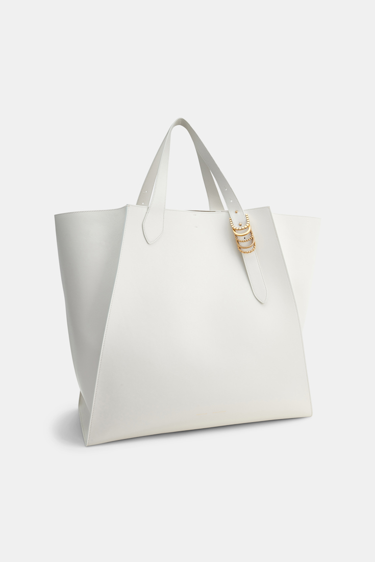 Dorothee Schumacher XL-Tote aus weichem Kalbsleder mit D-Rings off white