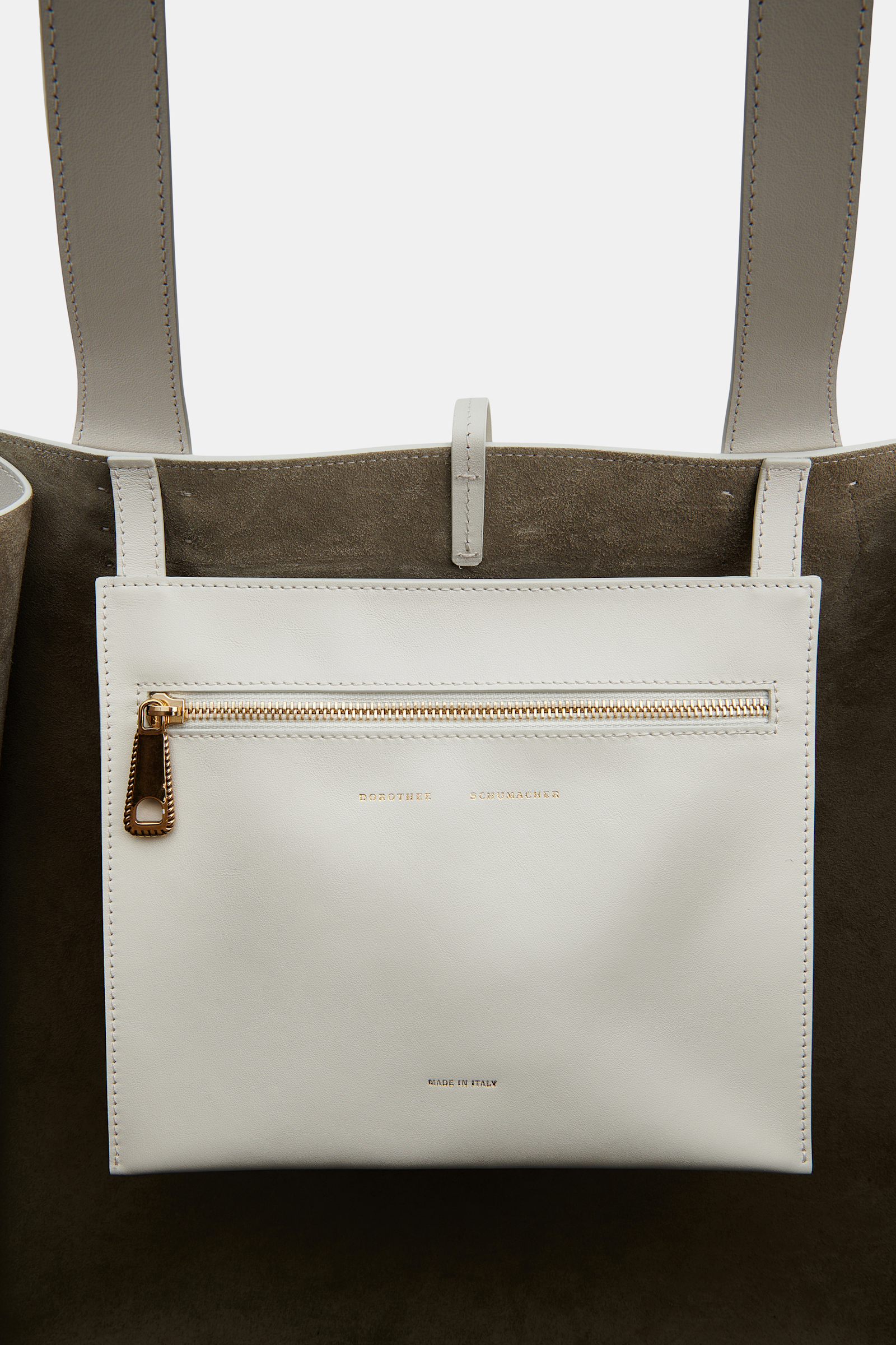 Dorothee Schumacher XL-Tote aus weichem Kalbsleder mit D-Rings off white