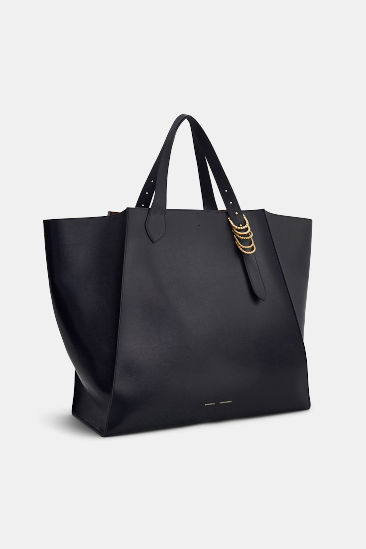 Dorothee Schumacher XL Tote Bag in soft calf leather with D-ring hardware black