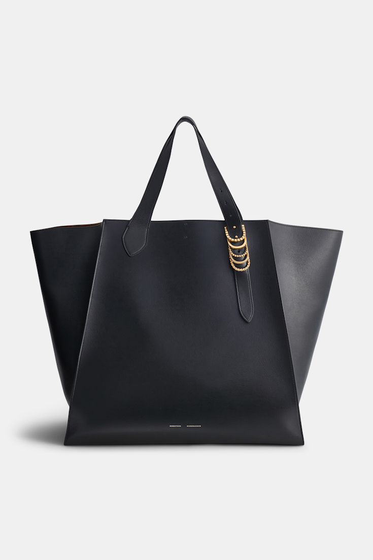 Dorothee Schumacher XL Tote Bag in soft calf leather with D-ring hardware black