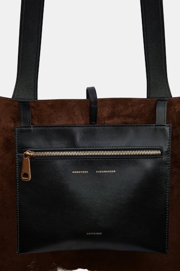 Dorothee Schumacher XL-Tote aus weichem Kalbsleder mit D-Rings black