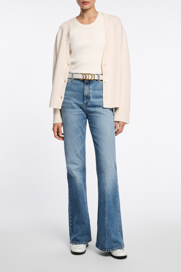 Dorothee Schumacher Soft calf leather belt with D-ring hardware off white