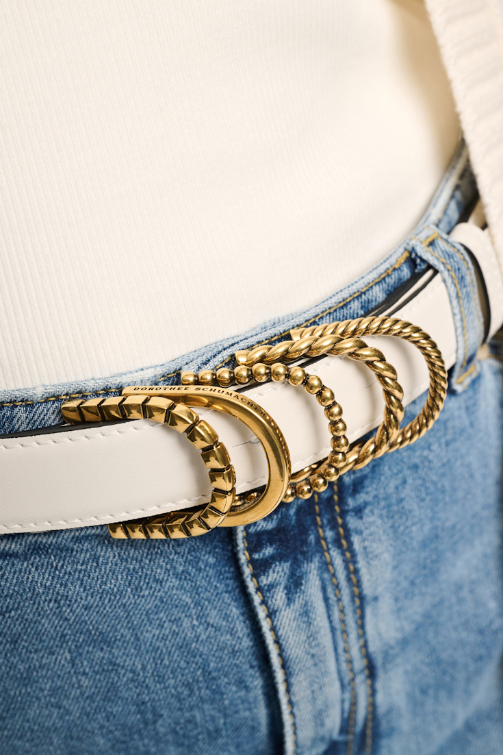 Dorothee Schumacher Soft calf leather belt with D-ring hardware off white