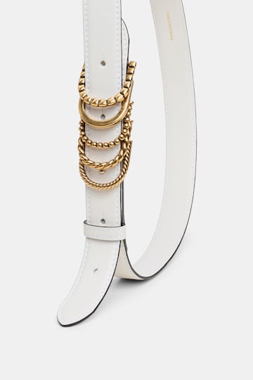 Dorothee Schumacher Soft calf leather belt with D-ring hardware off white