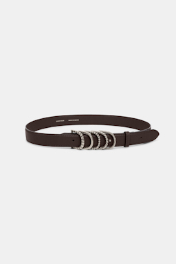 Dorothee Schumacher Soft calf leather belt with D-ring hardware Dark Chocolate