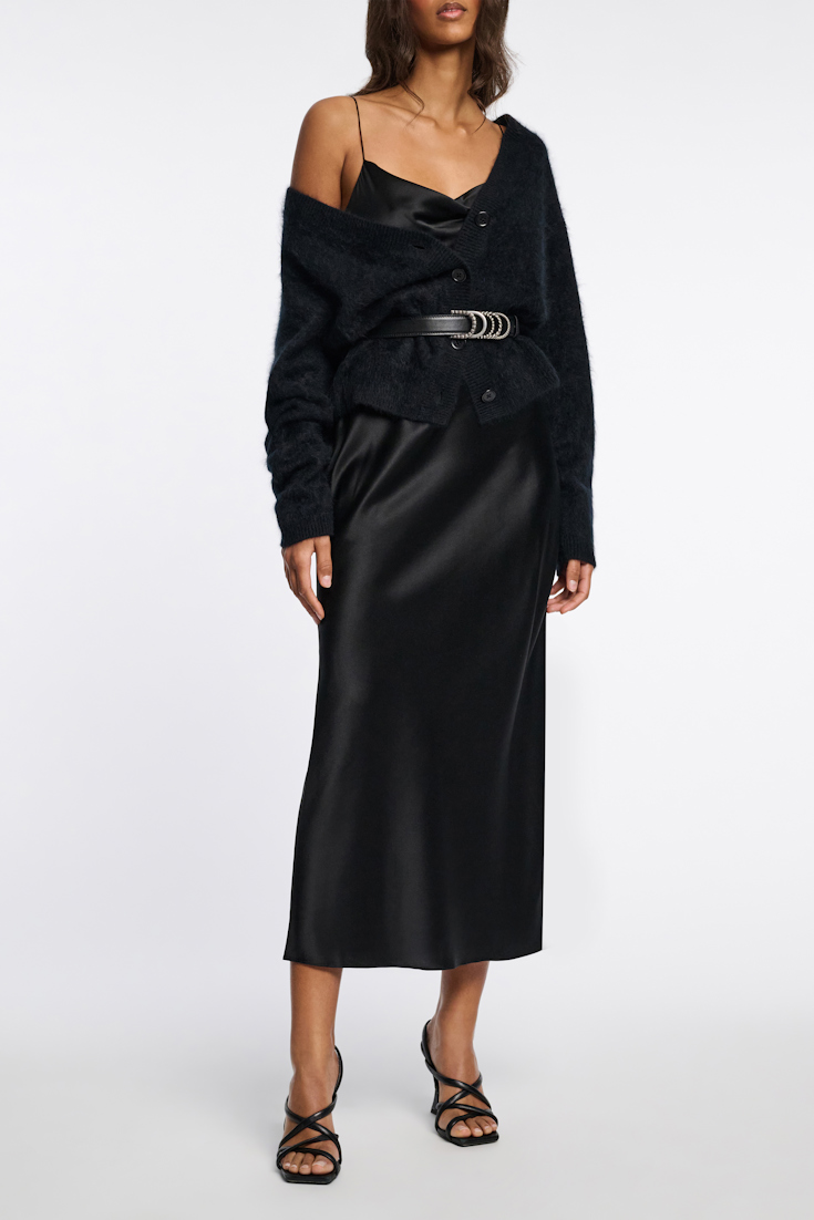 Dorothee Schumacher Soft calf leather belt with D-ring hardware black with silver