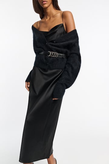 Dorothee Schumacher Soft calf leather belt with D-ring hardware black with silver