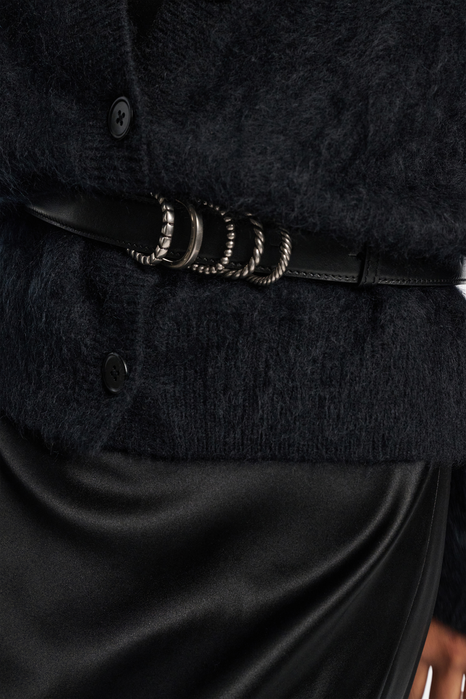 Dorothee Schumacher Soft calf leather belt with D-ring hardware black with silver
