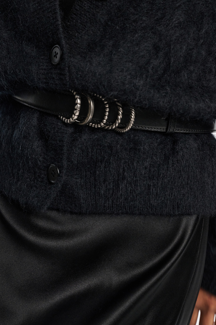 Dorothee Schumacher Soft calf leather belt with D-ring hardware black with silver