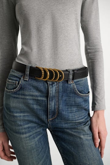 Dorothee Schumacher Soft calf leather belt with D-ring hardware black