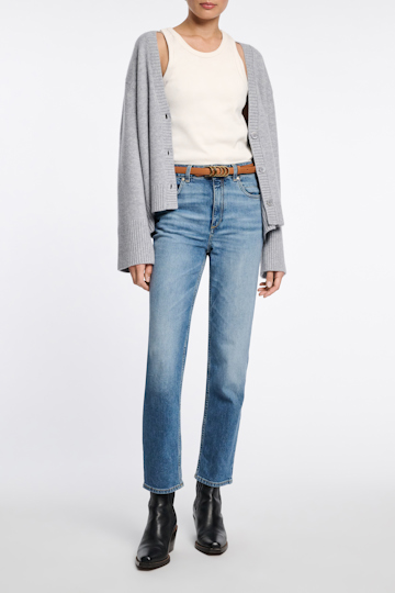 Dorothee Schumacher Soft calf leather narrow belt with D-ring hardware tan
