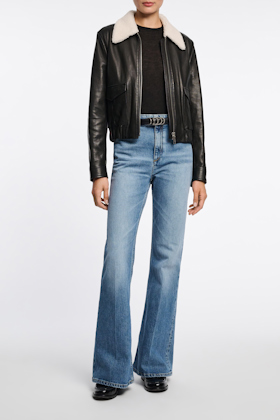 Dorothee Schumacher Soft calf leather narrow belt with D-ring hardware black with silver