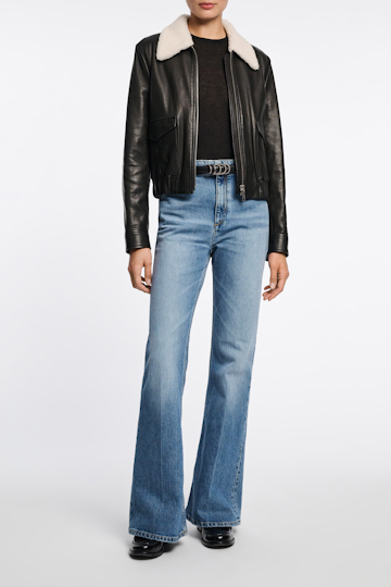 Dorothee Schumacher Soft calf leather narrow belt with D-ring hardware black with silver