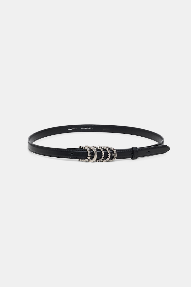 Dorothee Schumacher Soft Calf Leather Narrow Belt With D-ring Hardware In Black
