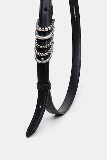 Dorothee Schumacher Soft calf leather narrow belt with D-ring hardware black with silver