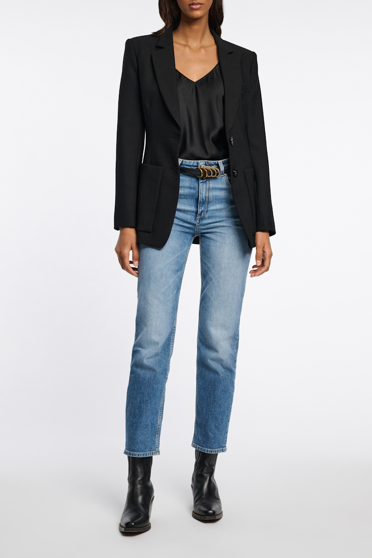 Dorothee Schumacher Soft calf leather narrow belt with D-ring hardware black